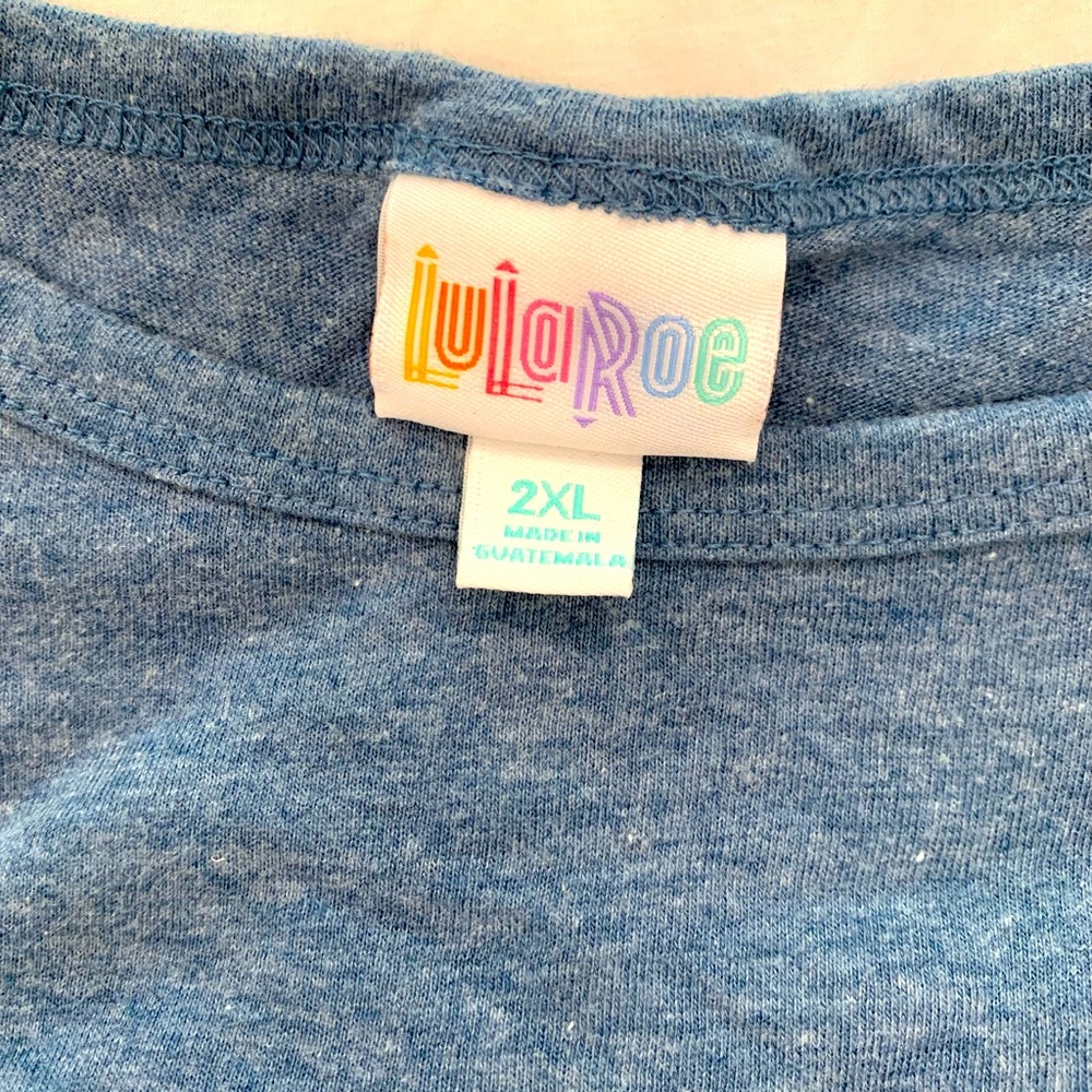 LuLaRoe Carly Dress pocket 2XL plus size Heather Blue t-Shirt Dress EUC